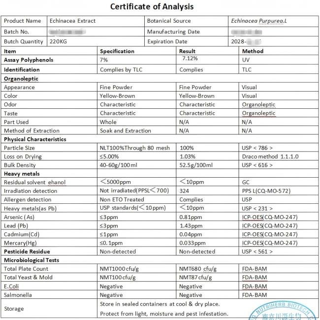 Echinacea Purpurea Extract Polyphenol Chicoric Acid Powder