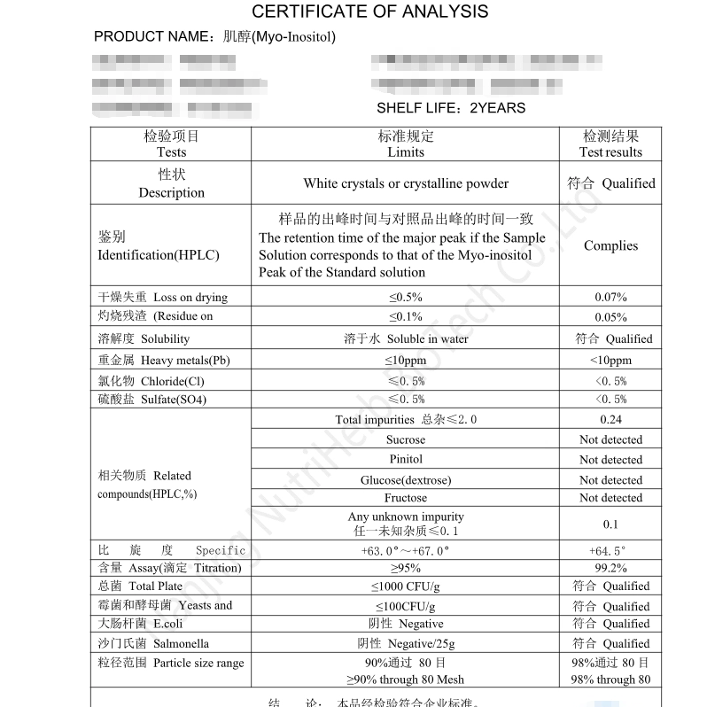 Myo-Inositol 98% Inositol Powder