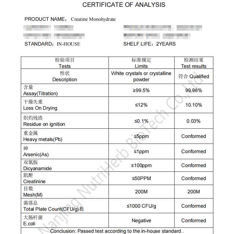 Pure 99% Creatine Monohydrate Powder