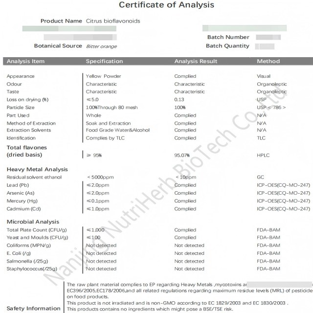 Natural Citrus Aurantium Extract Citrus Bioflavonoid Powder
